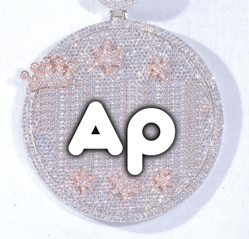 CUSTOM LETTER NECKLACE 3D BIG CROWN DISC