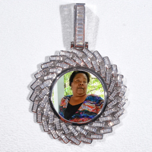 Large 3D Baguette Custom Picture Pendant