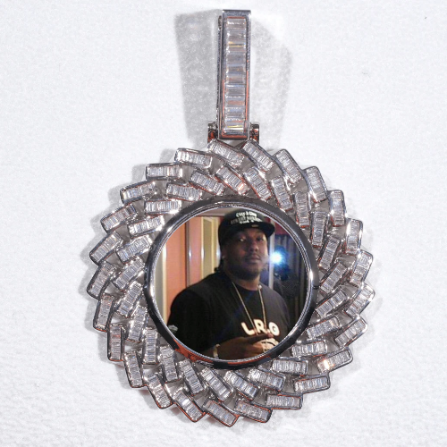 Large 3D Baguette Custom Picture Pendant