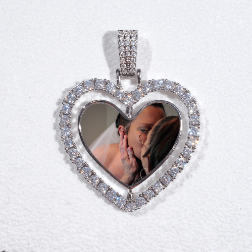 3D Spinning 2-Faced Heart Custom Picture Pendant