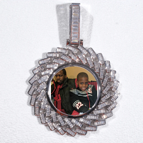 Large 3D Baguette Custom Picture Pendant