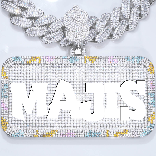 CUSTOM LETTER NECKLACE 3D COLORFUL SQUARE