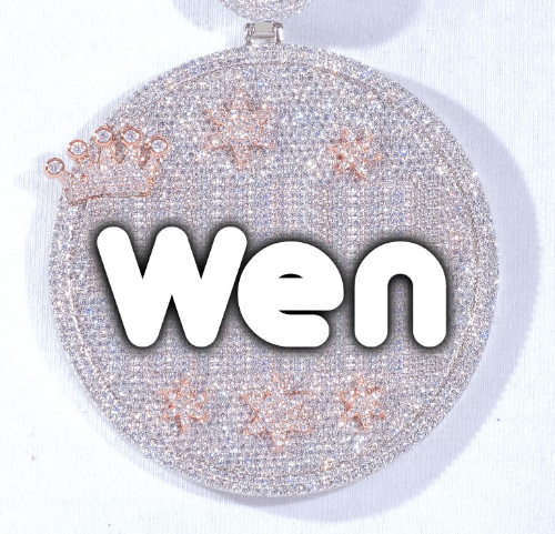 CUSTOM LETTER NECKLACE 3D BIG CROWN DISC