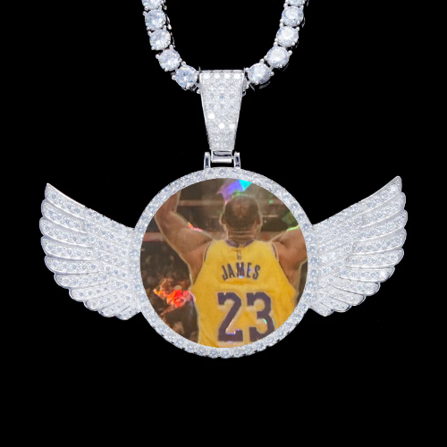 925S & VVS Moissanite 3D Wing Custom Picture Pendant