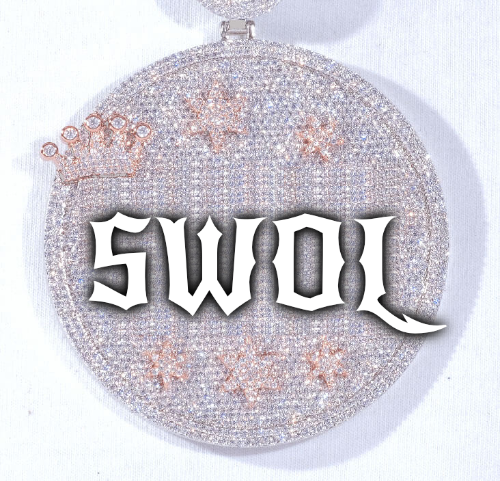 CUSTOM LETTER NECKLACE 3D BIG CROWN DISC