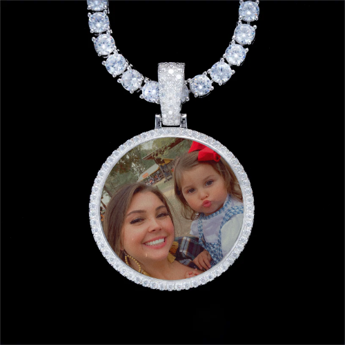 925S & VVS Moissanite 3D Circle Custom Picture Pendant