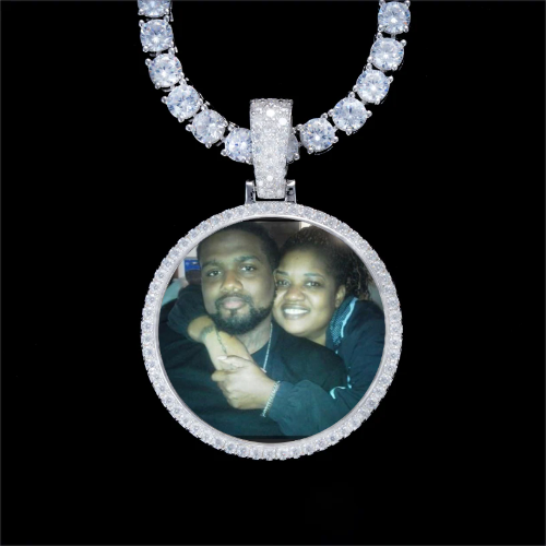 925S & VVS Moissanite 3D Circle Custom Picture Pendant