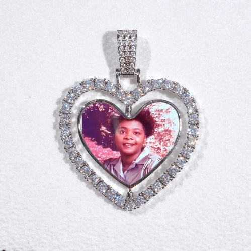 3D Spinning 2-Faced Heart Custom Picture Pendant