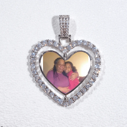 3D Spinning 2-Faced Heart Custom Picture Pendant