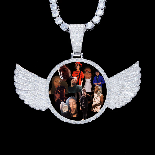 925S & VVS Moissanite 3D Wing Custom Picture Pendant
