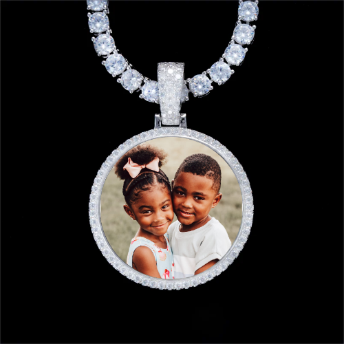 925S & VVS Moissanite 3D Circle Custom Picture Pendant