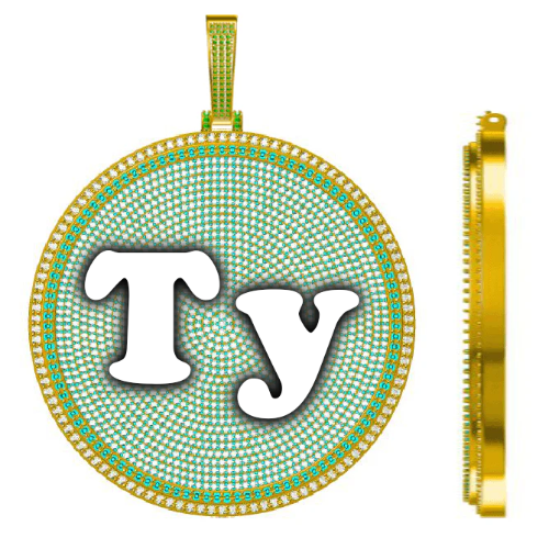 CUSTOM LETTER NECKLACE 3D BIG DISC