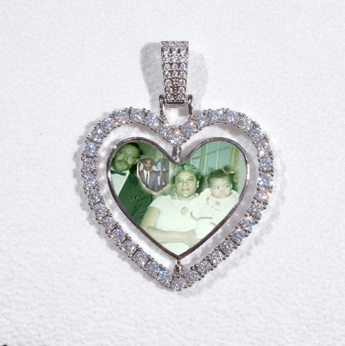 3D Spinning 2-Faced Heart Custom Picture Pendant