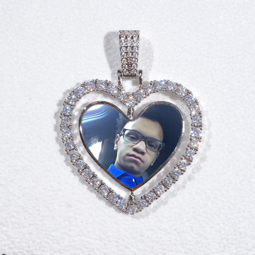 3D Spinning 2-Faced Heart Custom Picture Pendant