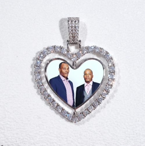 3D Spinning 2-Faced Heart Custom Picture Pendant