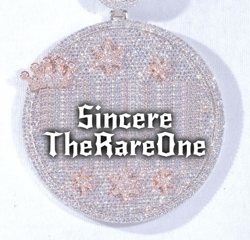 CUSTOM LETTER NECKLACE 3D BIG CROWN DISC