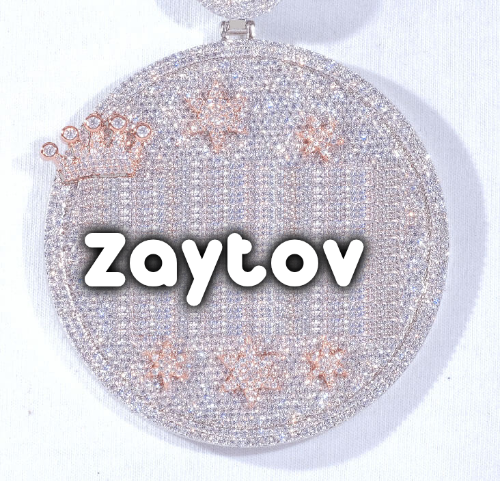 CUSTOM LETTER NECKLACE 3D BIG CROWN DISC