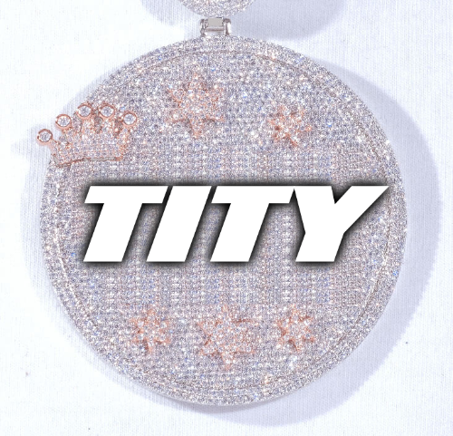 CUSTOM LETTER NECKLACE 3D BIG CROWN DISC