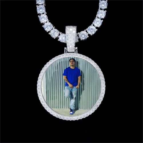 925S & VVS Moissanite 3D Circle Custom Picture Pendant