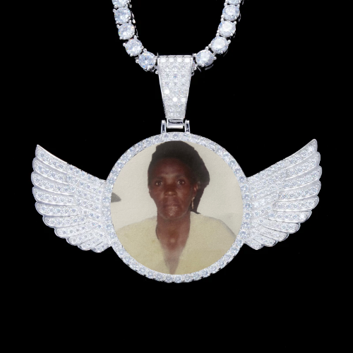 925S & VVS Moissanite 3D Wing Custom Picture Pendant
