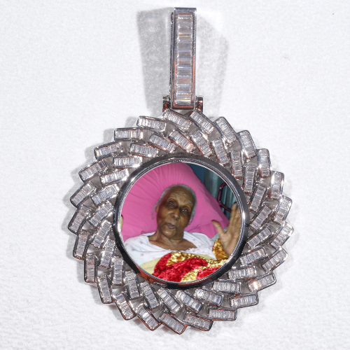 Large 3D Baguette Custom Picture Pendant