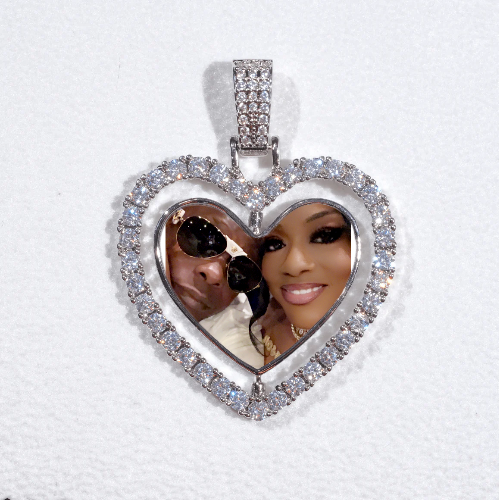 3D Spinning 2-Faced Heart Custom Picture Pendant