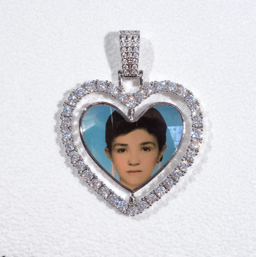 3D Spinning 2-Faced Heart Custom Picture Pendant