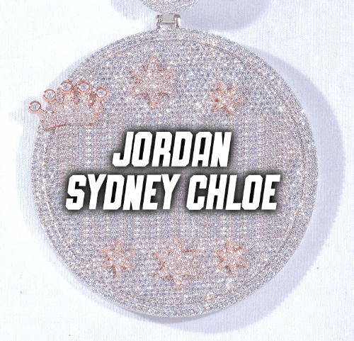 CUSTOM LETTER NECKLACE 3D BIG CROWN DISC