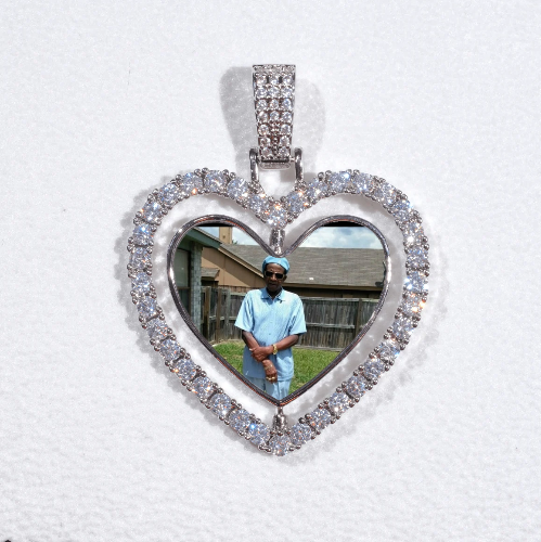 3D Spinning 2-Faced Heart Custom Picture Pendant