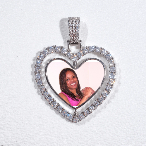 3D Spinning 2-Faced Heart Custom Picture Pendant