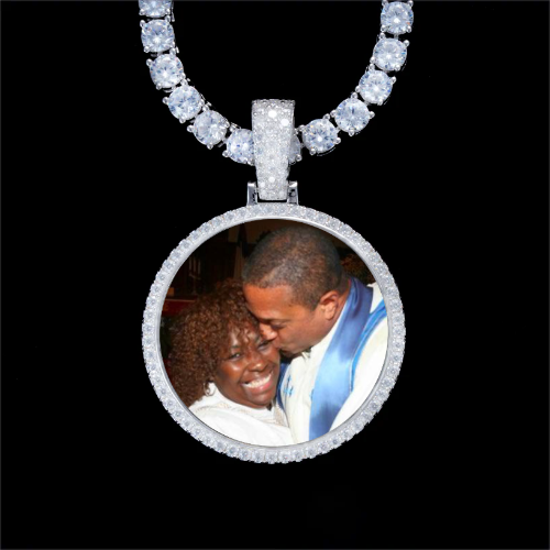 925S & VVS Moissanite 3D Circle Custom Picture Pendant