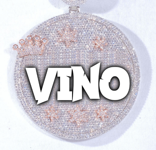CUSTOM LETTER NECKLACE 3D BIG CROWN DISC
