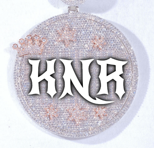 CUSTOM LETTER NECKLACE 3D BIG CROWN DISC