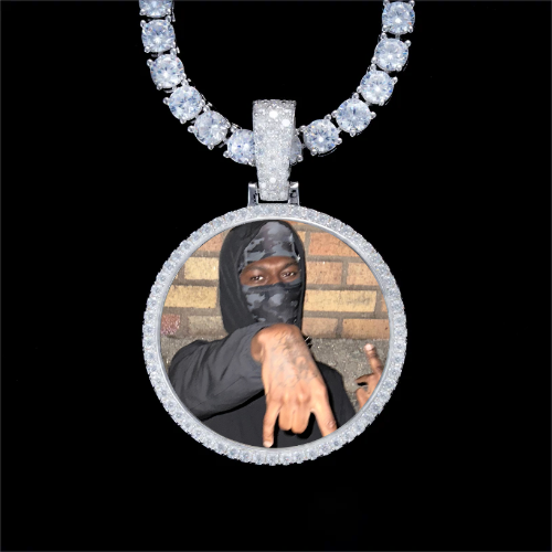 925S & VVS Moissanite 3D Circle Custom Picture Pendant