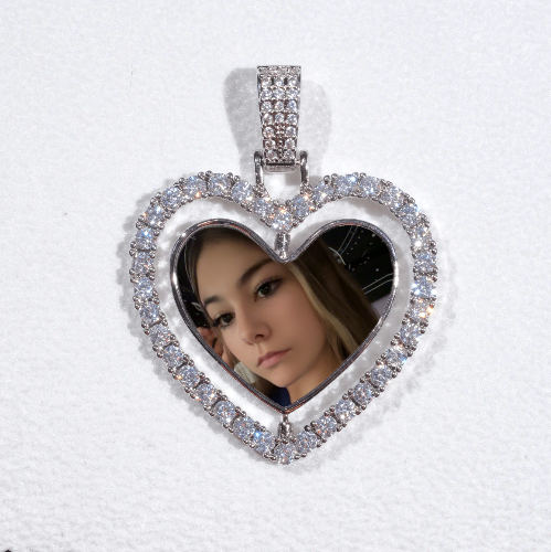 3D Spinning 2-Faced Heart Custom Picture Pendant
