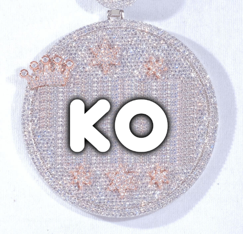 CUSTOM LETTER NECKLACE 3D BIG CROWN DISC