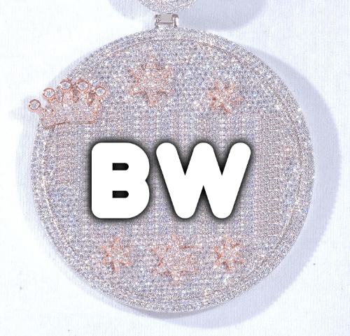 CUSTOM LETTER NECKLACE 3D BIG CROWN DISC