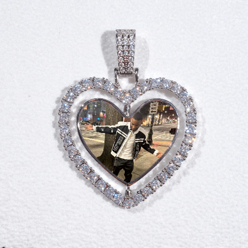 3D Spinning 2-Faced Heart Custom Picture Pendant