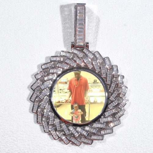 Large 3D Baguette Custom Picture Pendant