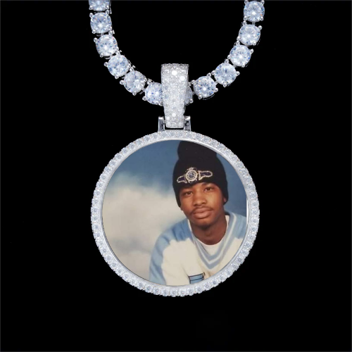 925S & VVS Moissanite 3D Circle Custom Picture Pendant