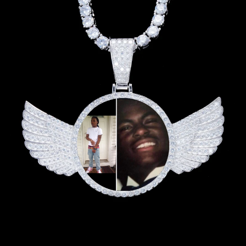 925S & VVS Moissanite 3D Wing Custom Picture Pendant