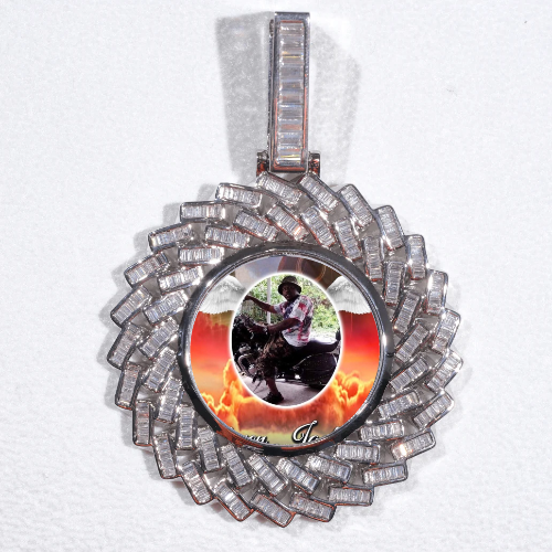 Large 3D Baguette Custom Picture Pendant