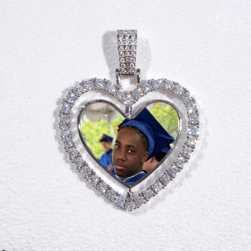 3D Spinning 2-Faced Heart Custom Picture Pendant
