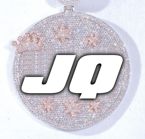 CUSTOM LETTER NECKLACE 3D BIG CROWN DISC