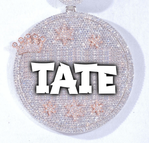 CUSTOM LETTER NECKLACE 3D BIG CROWN DISC