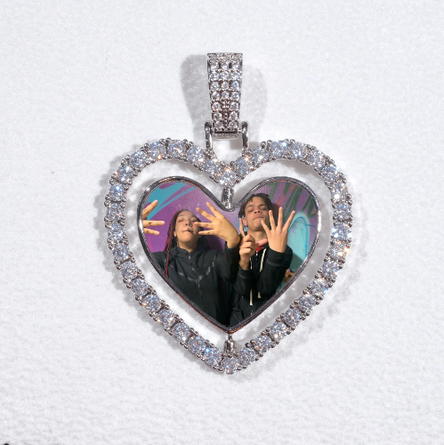 3D Spinning 2-Faced Heart Custom Picture Pendant