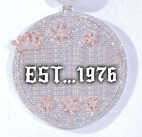 CUSTOM LETTER NECKLACE 3D BIG CROWN DISC