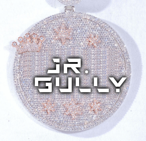 CUSTOM LETTER NECKLACE 3D BIG CROWN DISC