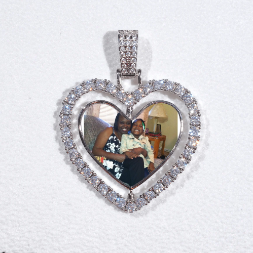 3D Spinning 2-Faced Heart Custom Picture Pendant