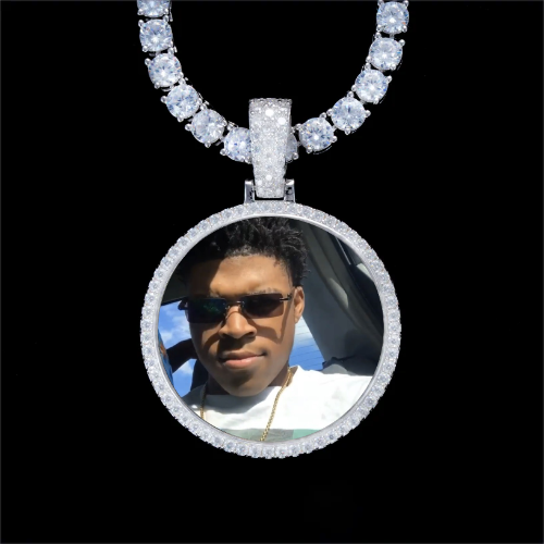 925S & VVS Moissanite 3D Circle Custom Picture Pendant